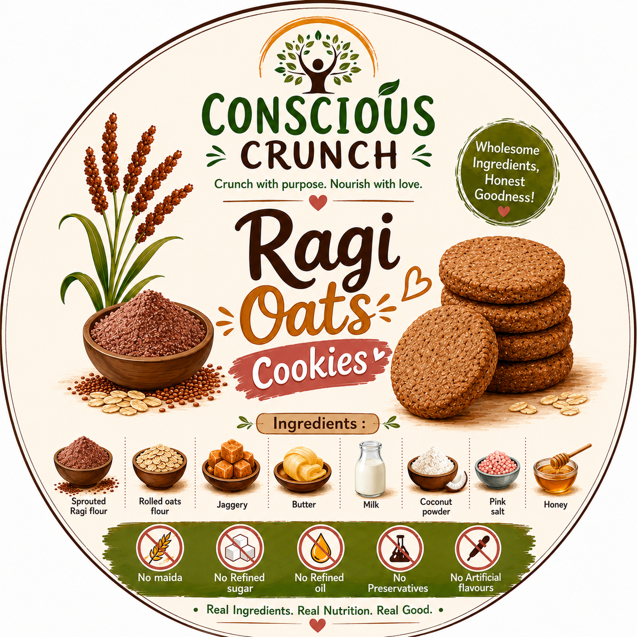 Ragi Oats Choco cookies